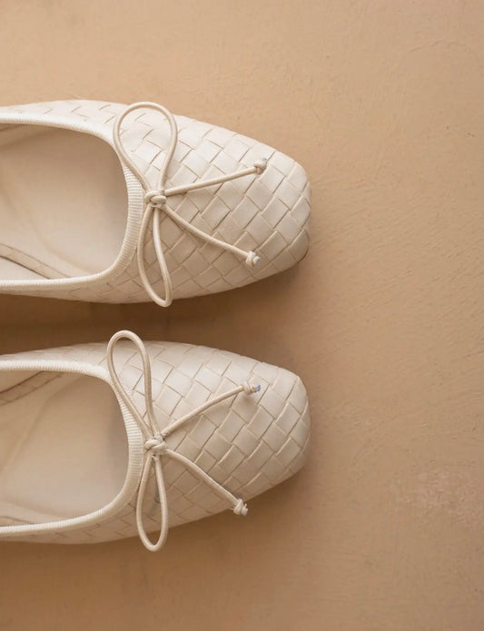 Beige Woven Ballet Flat