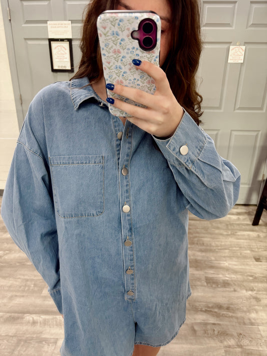 Long Sleeve Denim Romper