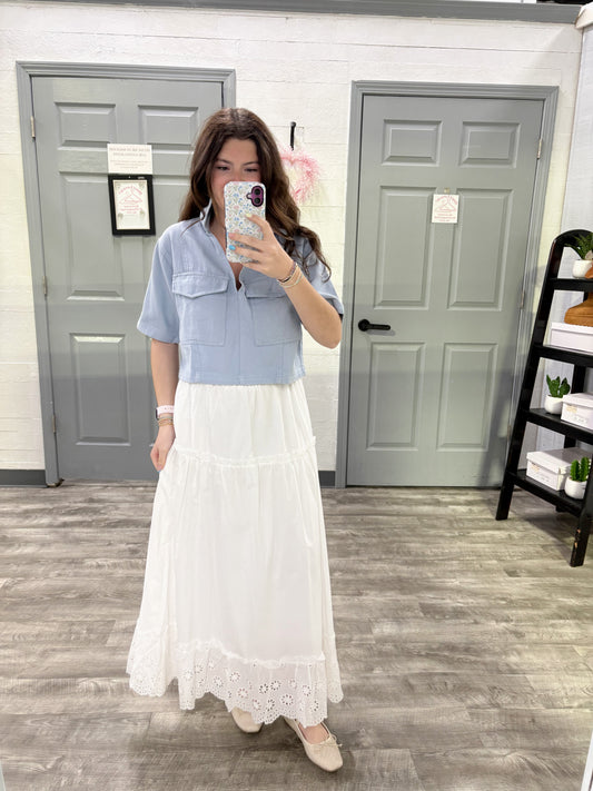 Eyelet Detail Maxi Skirt