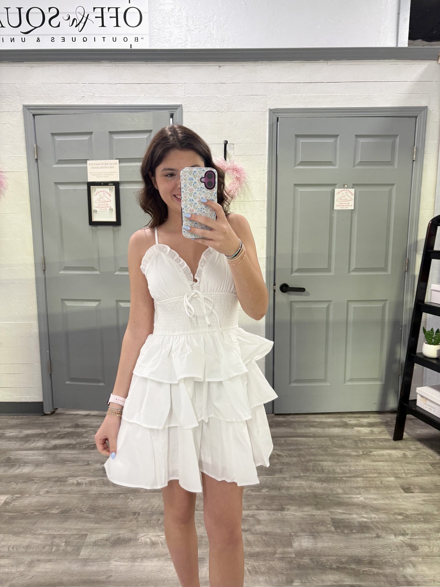 White Tiered Mini Dress 