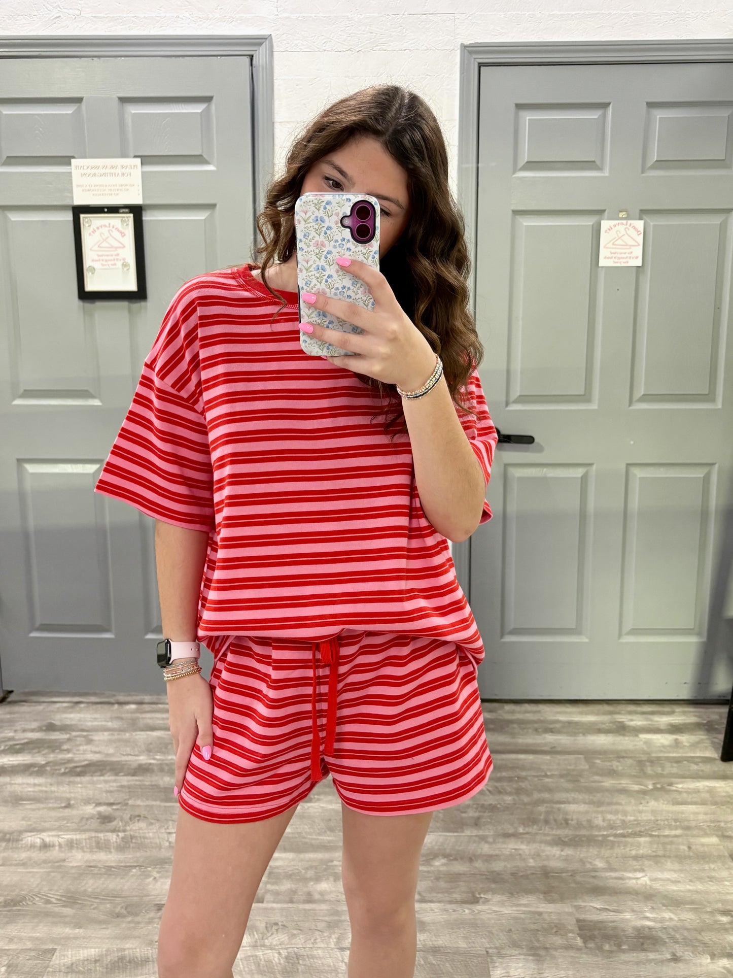 Red/Pink Double Striped Top