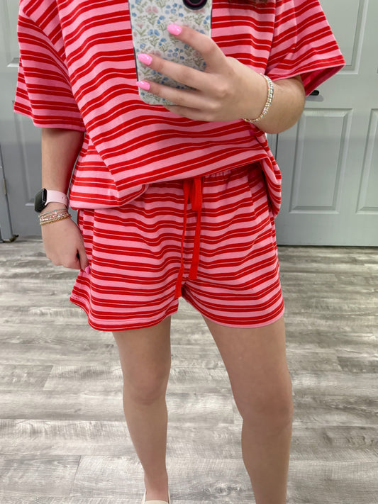 Red/Pink Double Striped Shorts