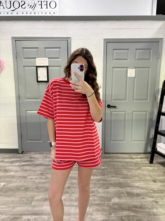 Red/Pink Double Striped Top