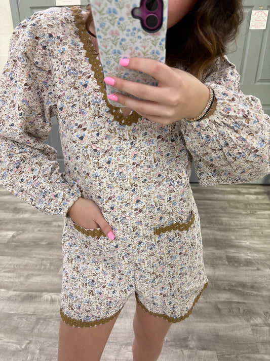 Ivory Floral Romper