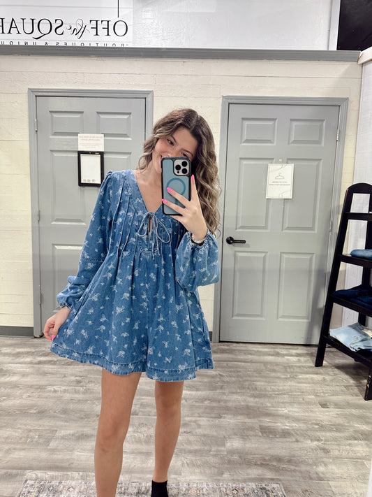 Floral Denim Romper