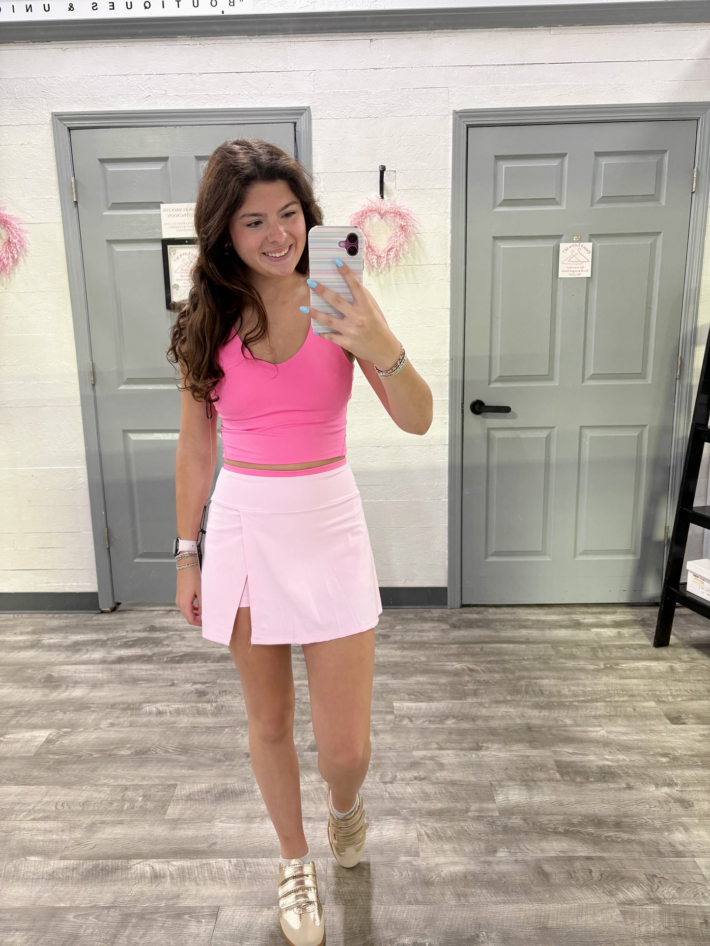 Contrast Binding Skort Pink