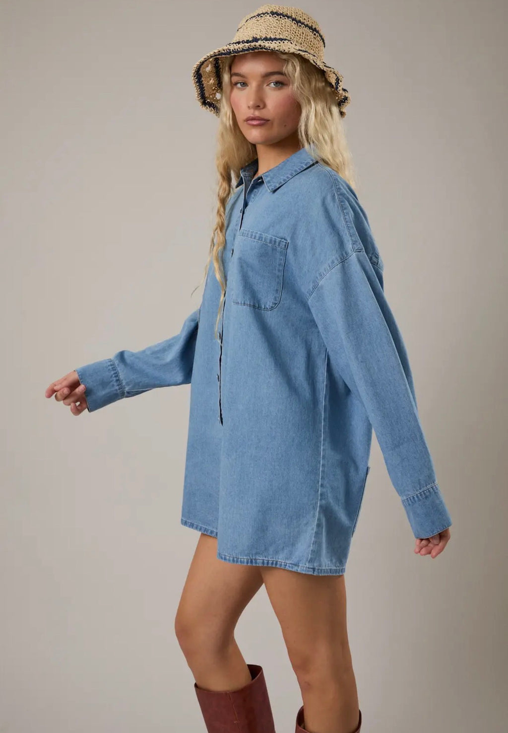 Long Sleeve Denim Romper