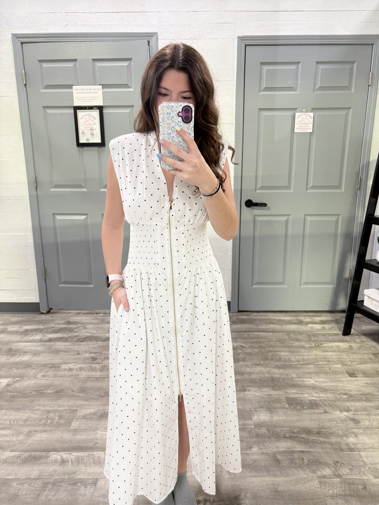 Front Zip Polkadot Dress