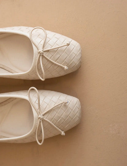 Beige Woven Ballet Flat