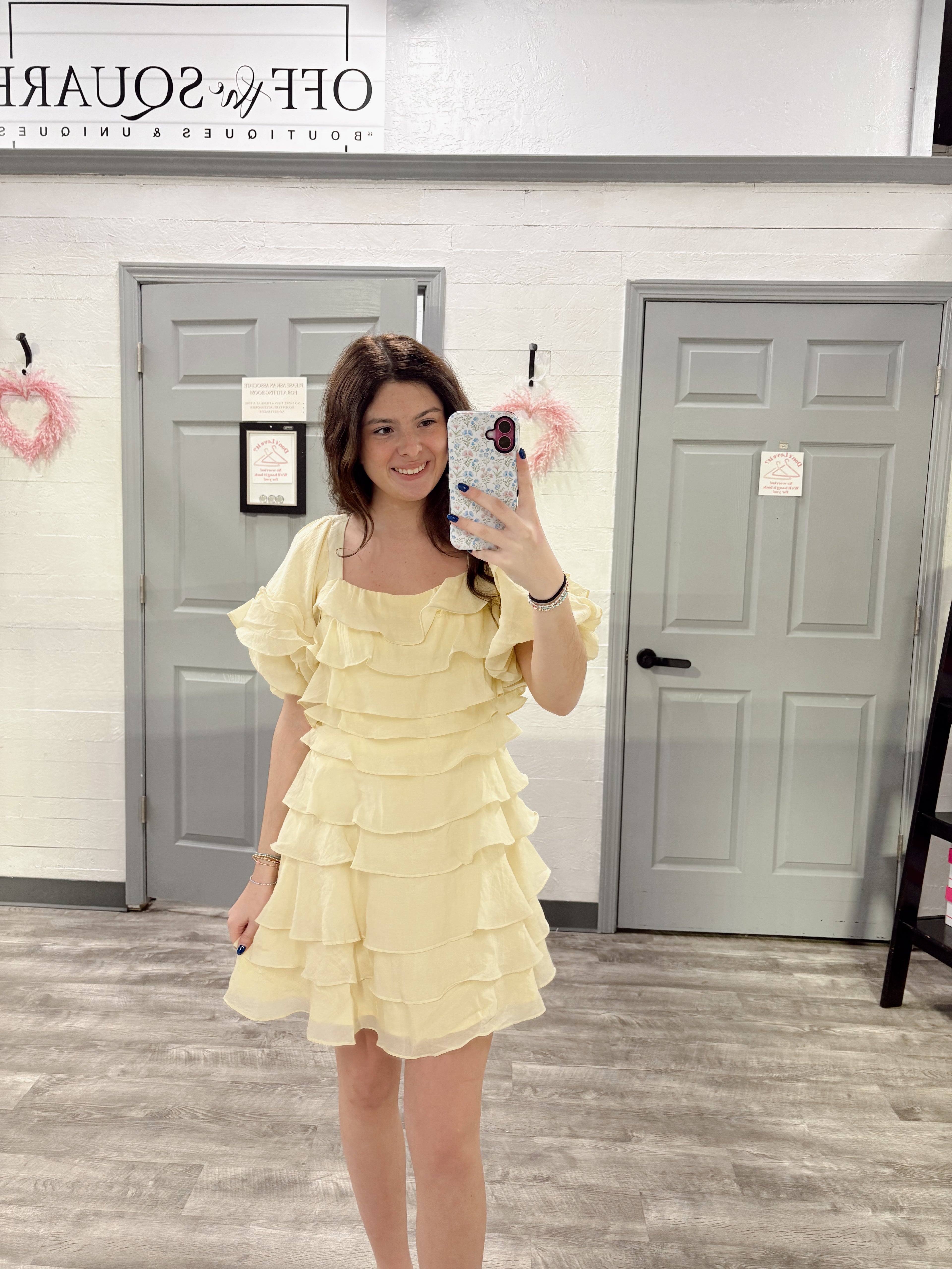 Tiered Butter Mini Dress