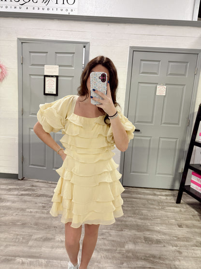 Tiered Butter Mini Dress