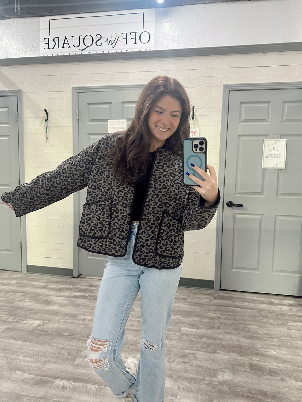 Leopard Print Quilted Jacket