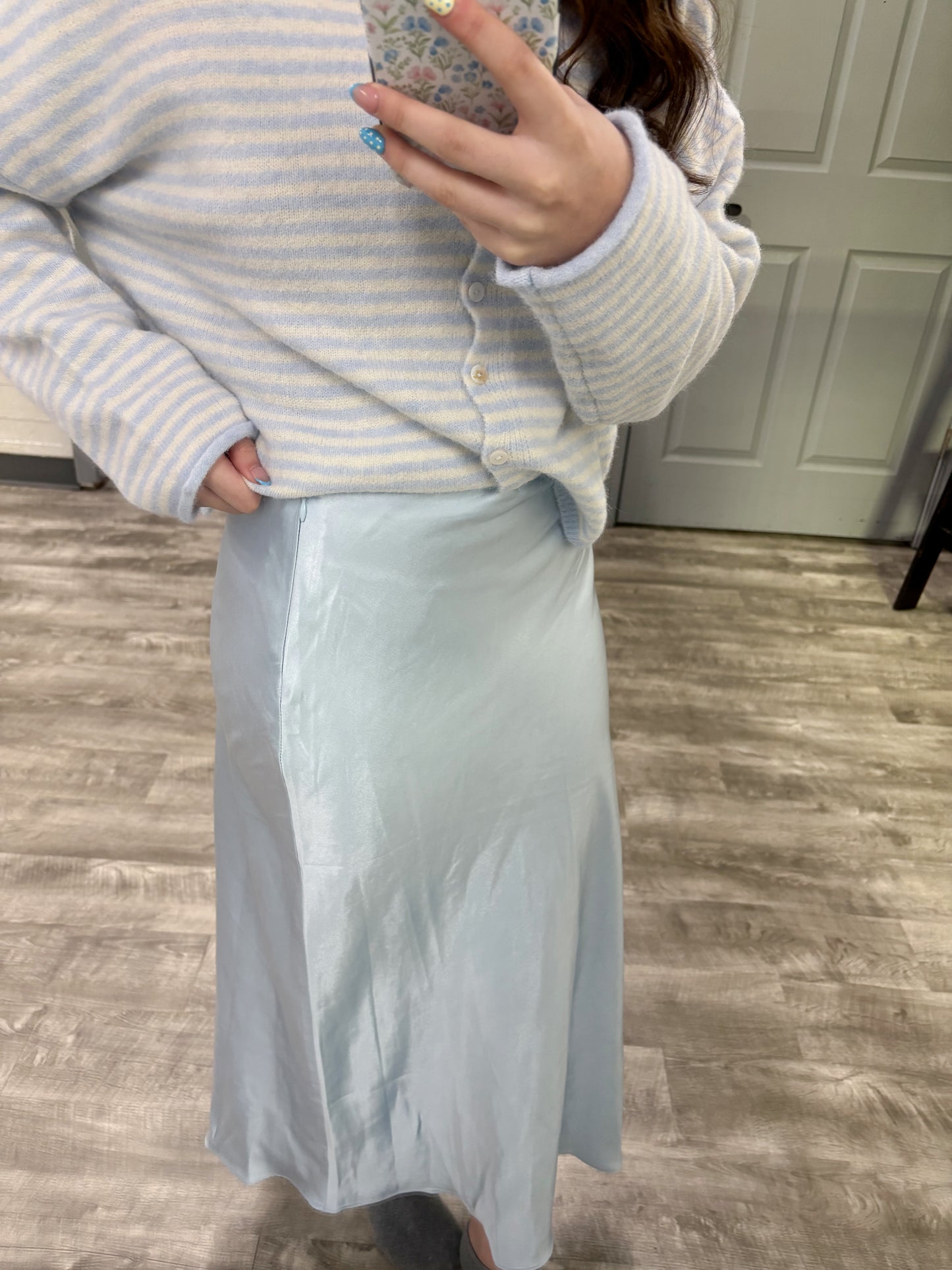 Baby Blue Satin Skirt