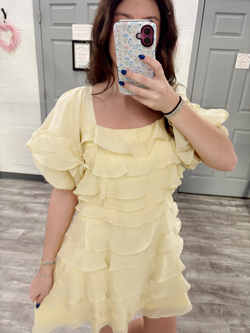 Tiered Butter Mini Dress