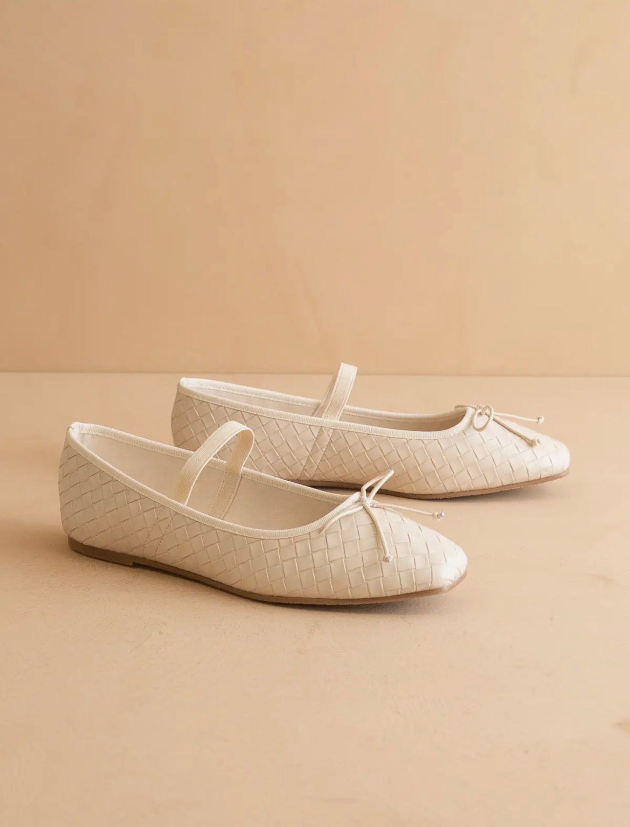 Beige Woven Ballet Flat