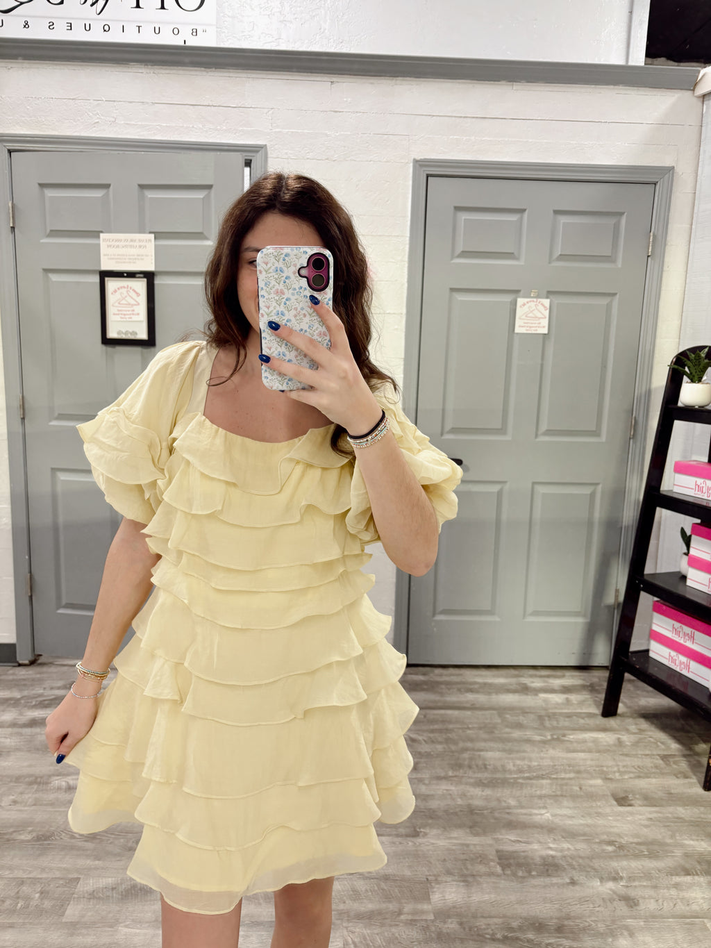 Tiered Butter Mini Dress