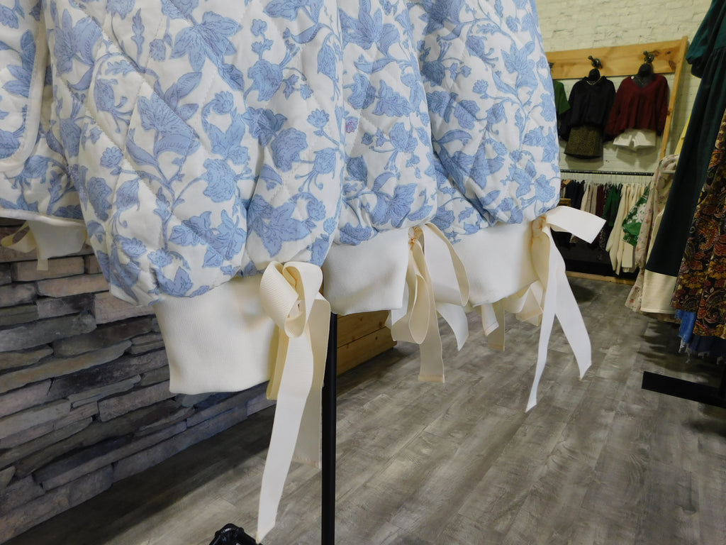 Floral Quilted Jacket with Bow Detail