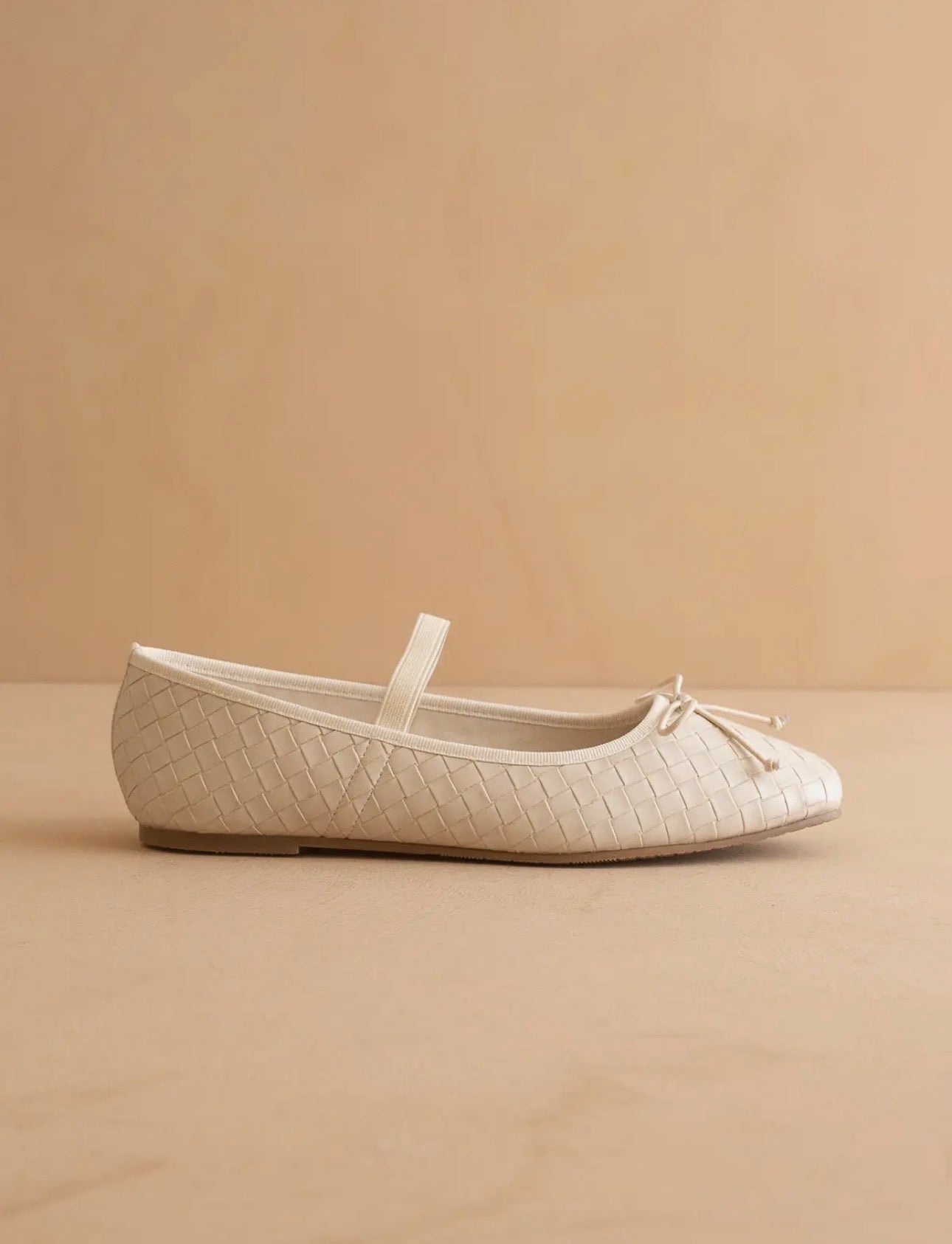 Beige Woven Ballet Flat