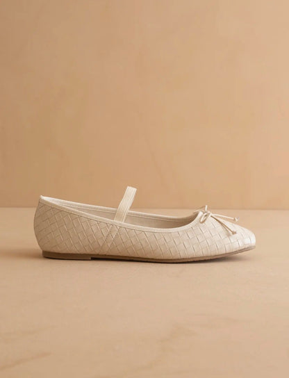 Beige Woven Ballet Flat