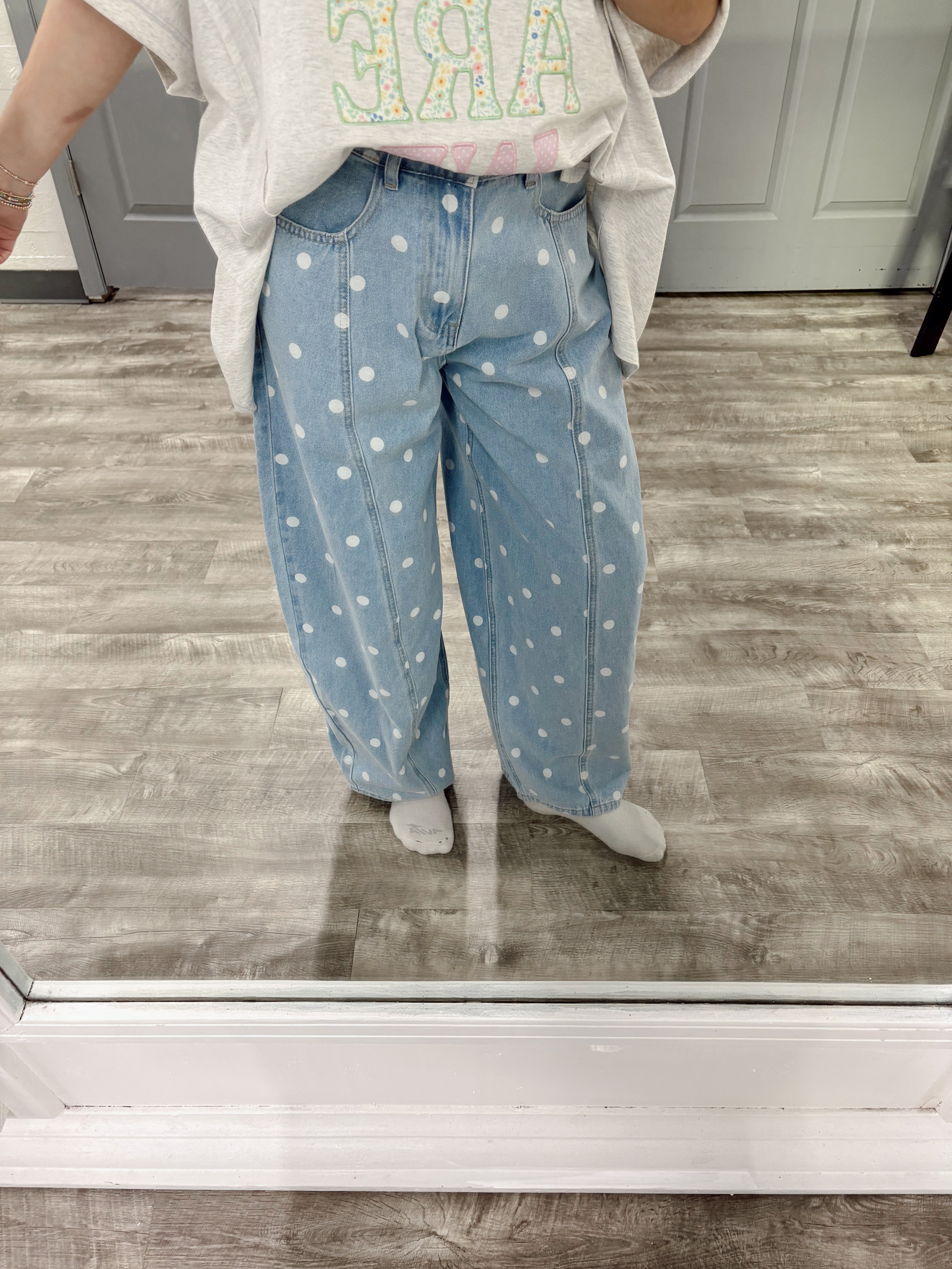 Polka Dot Denim Pants