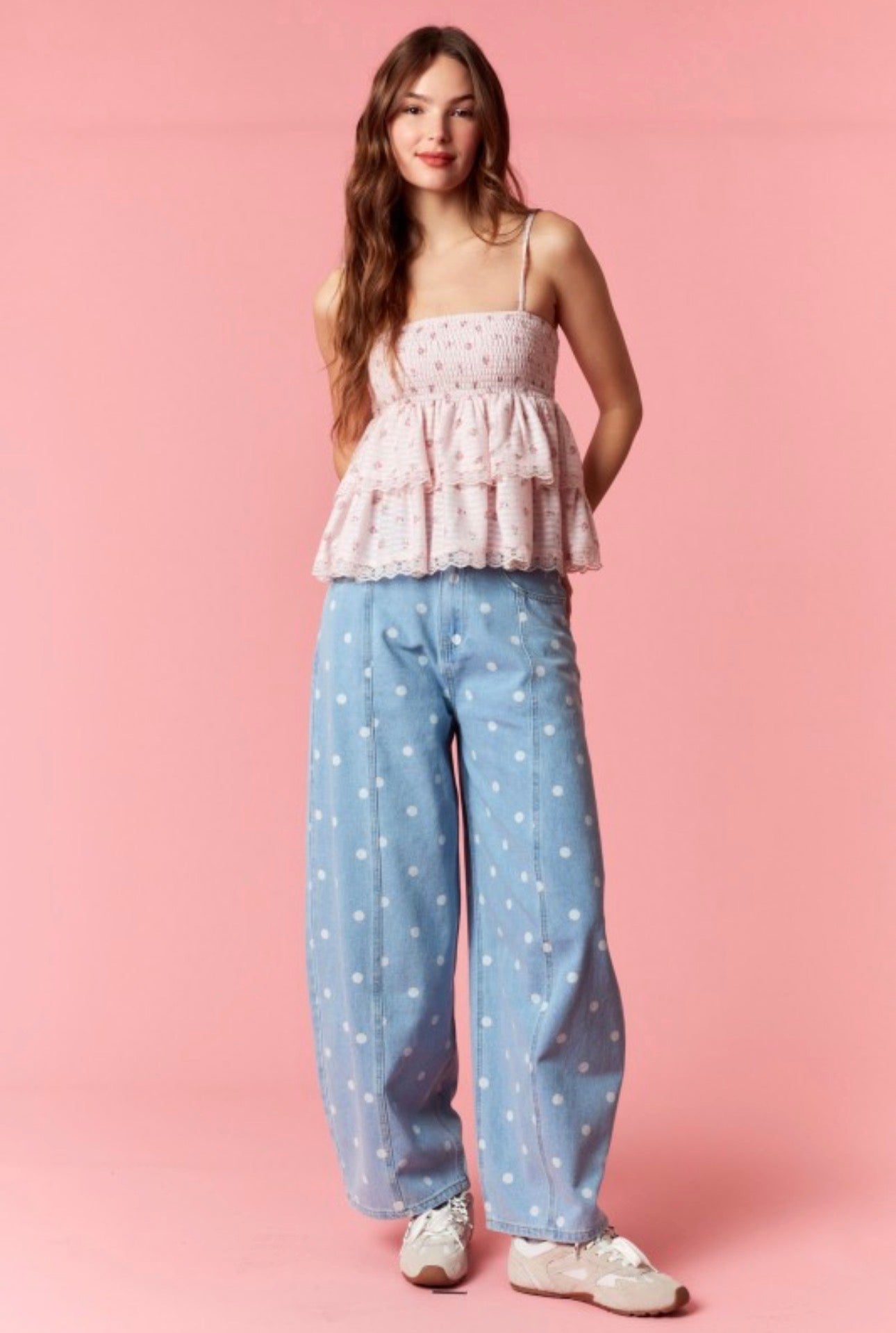 Polka Dot Denim Pants