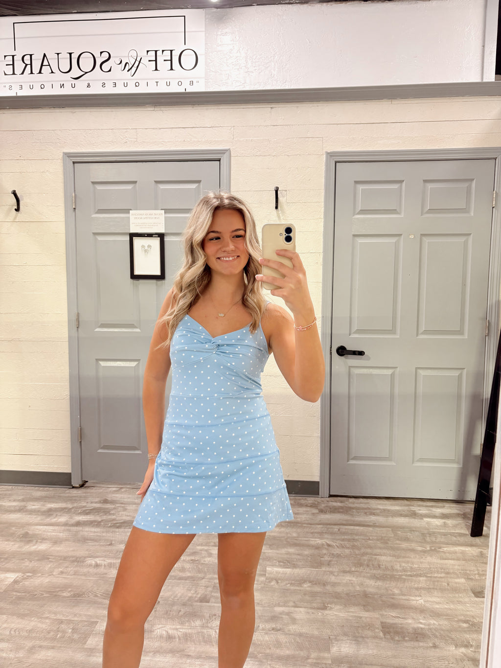 Blue Polka Dot Athletic Romper/Dress