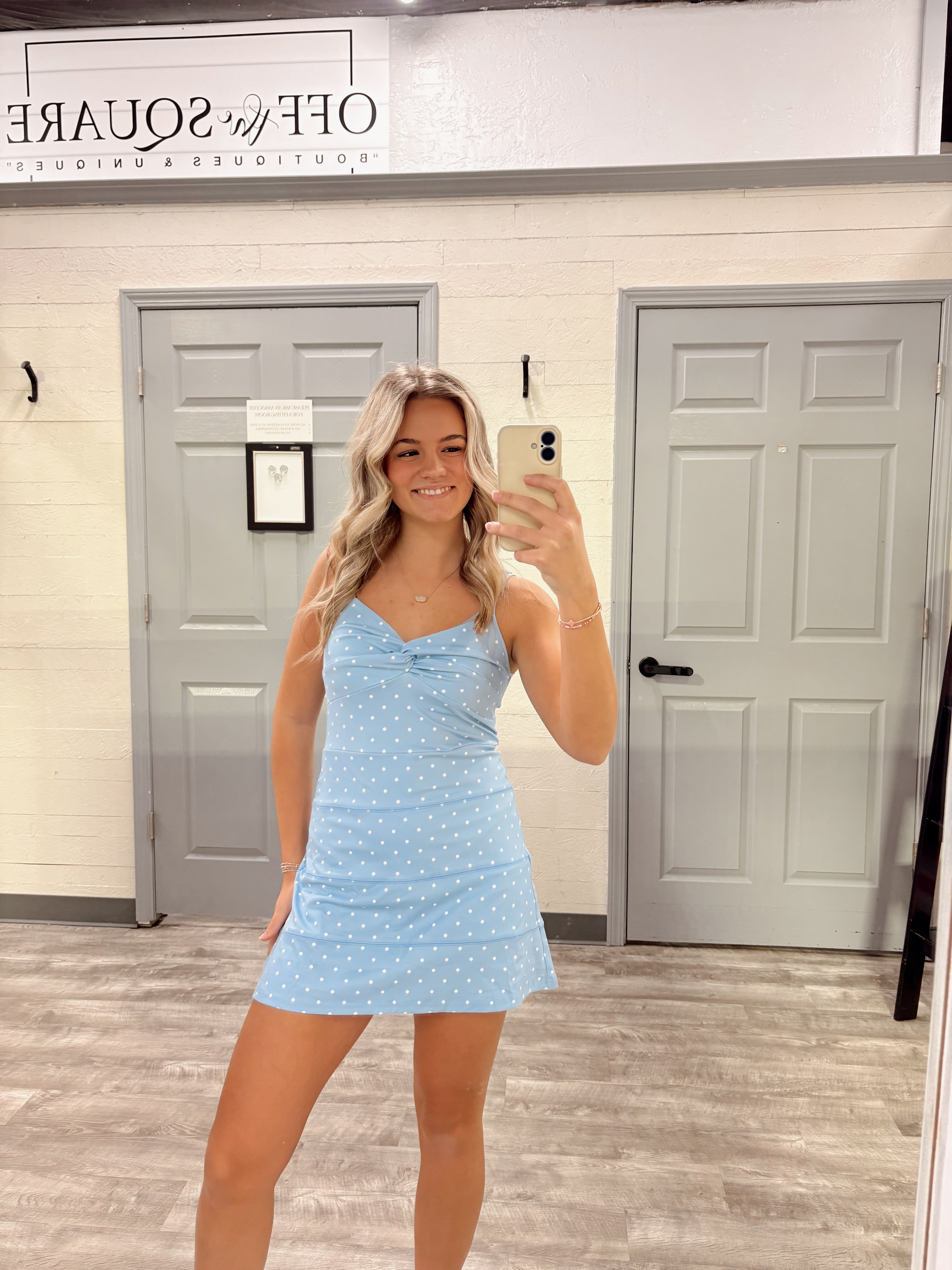 Blue Polka Dot Athletic Romper/Dress
