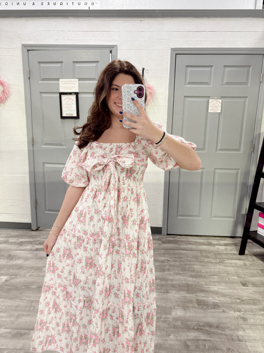 Floral Smocked Bow Dress