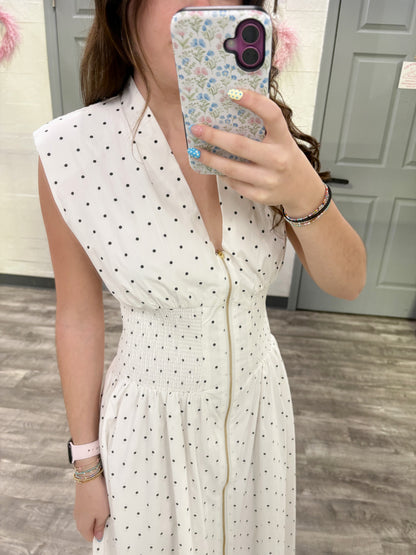 Front Zip Polkadot Dress