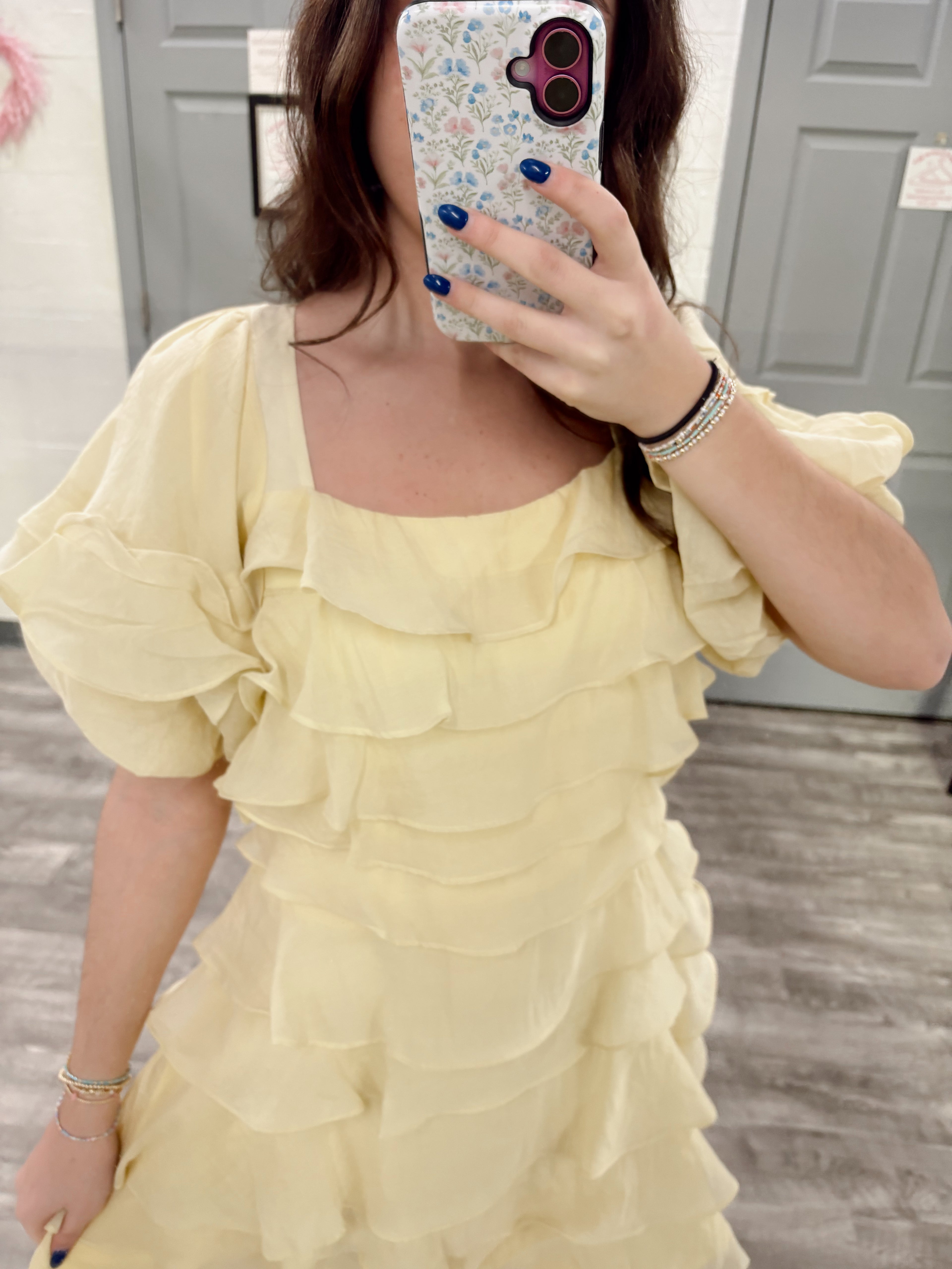 Tiered Butter Mini Dress