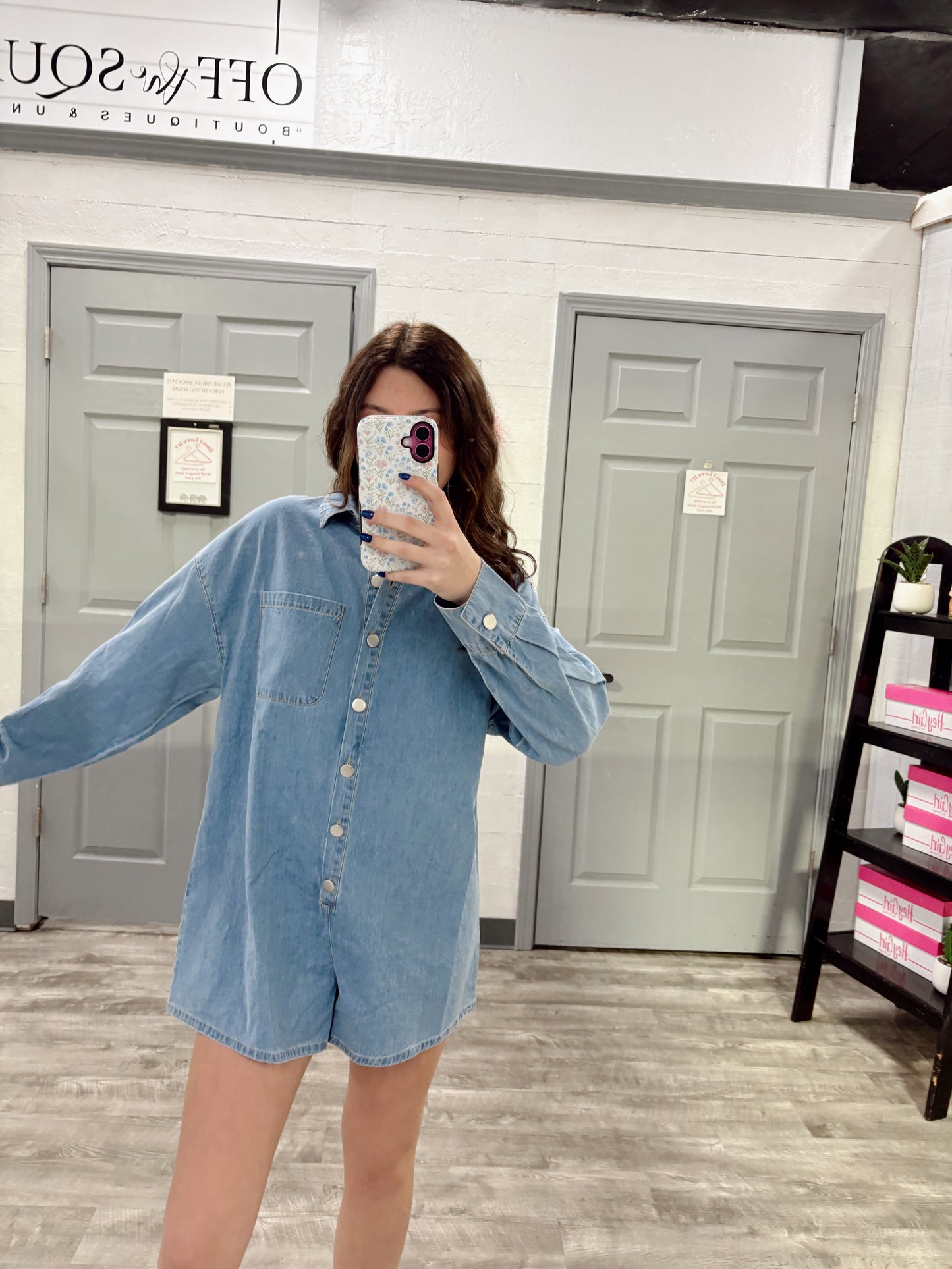 Long Sleeve Denim Romper