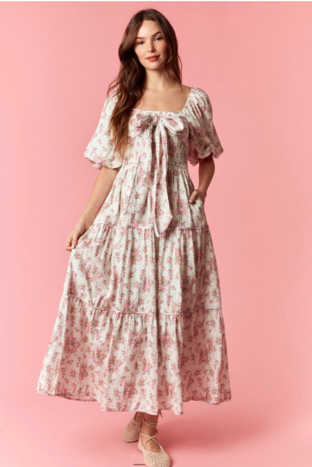 Floral Smocked Bow Dress