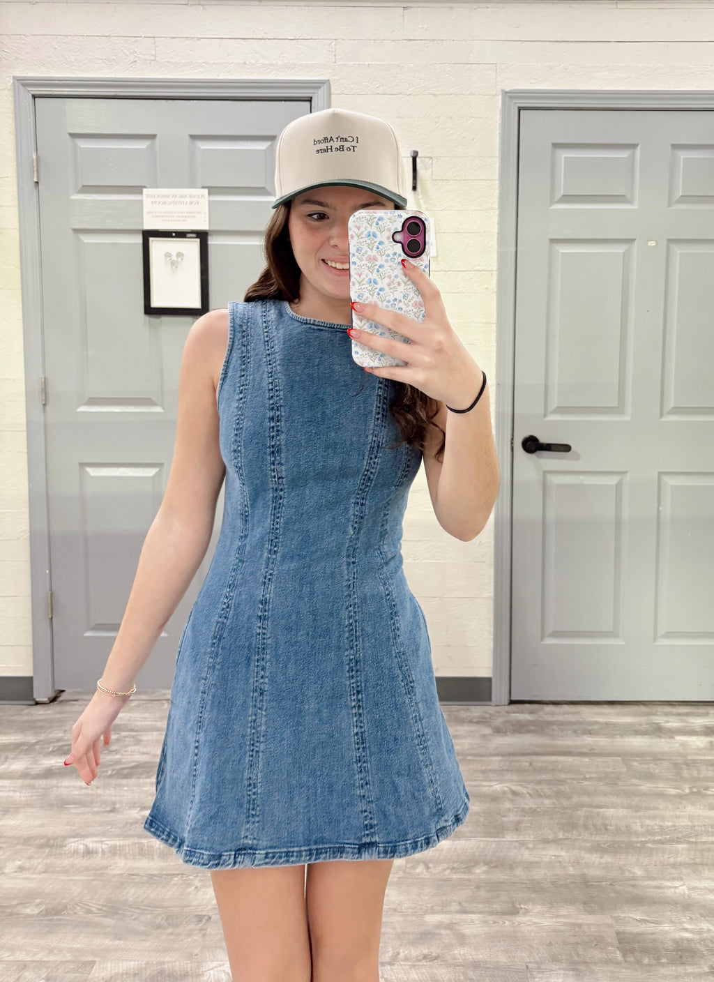 Round Neck Sleeveless Denim Dress