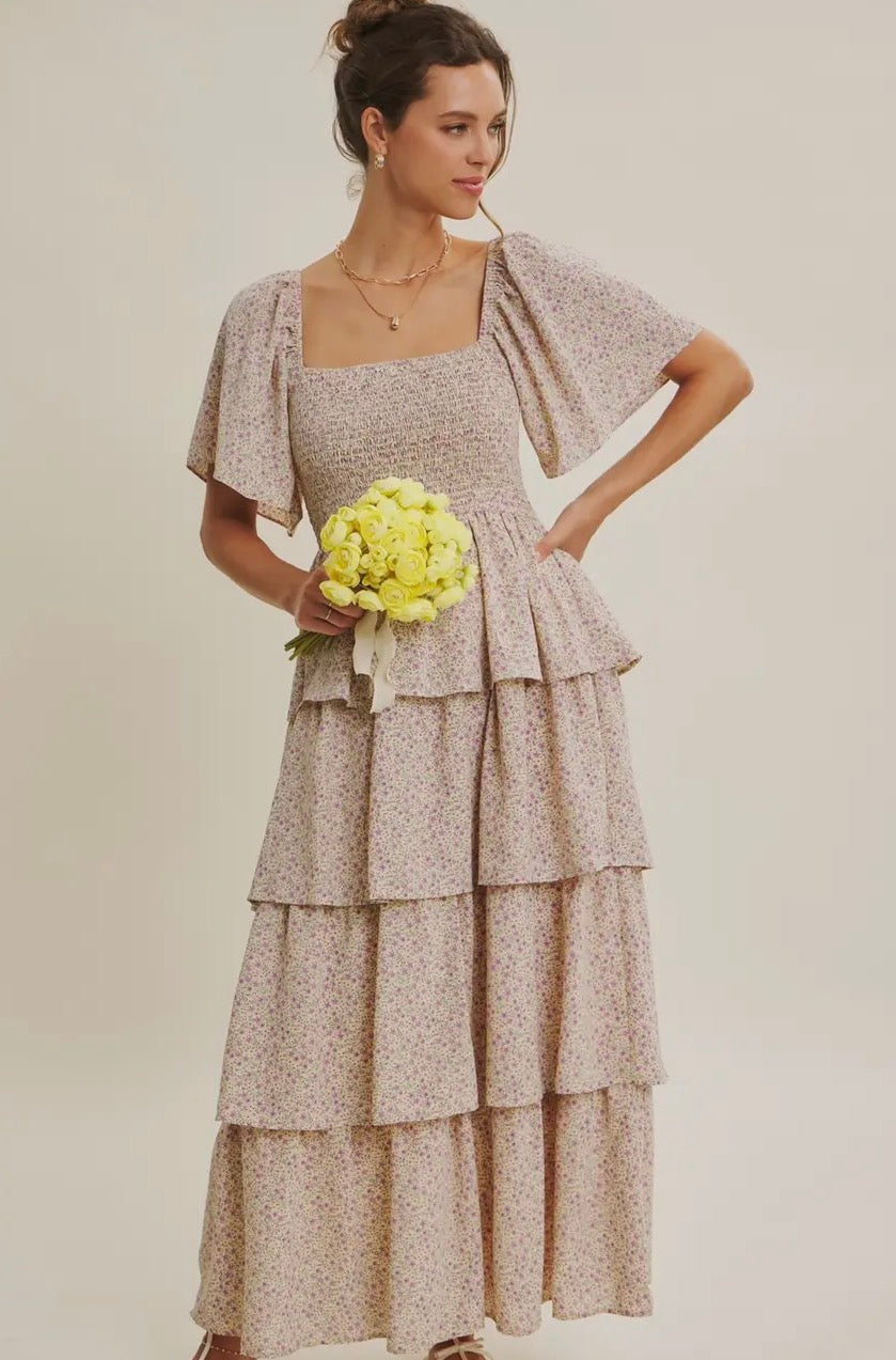 Smocked Ruffle Maxi Dress