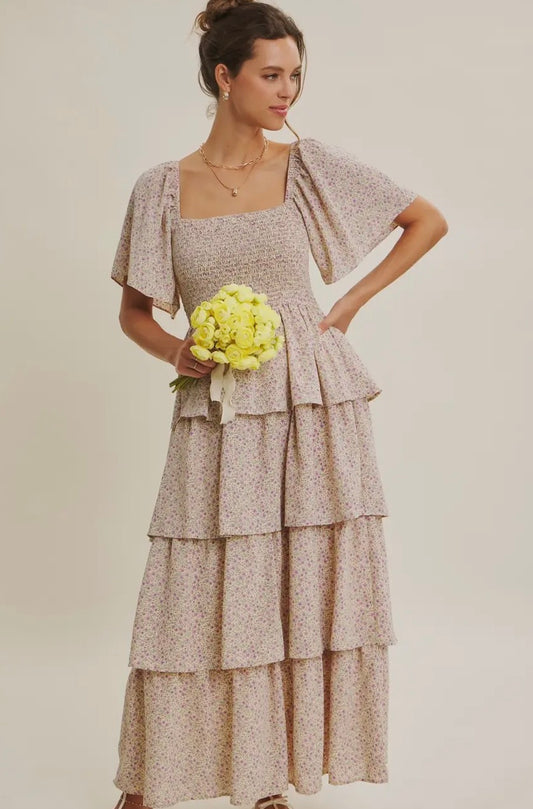 Smocked Ruffle Maxi Dress