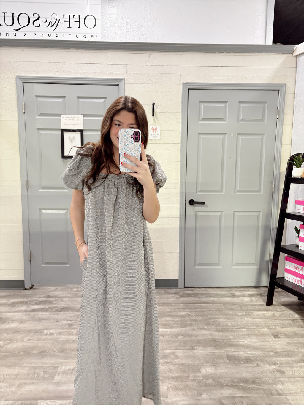 Gingham Puff Sleeve Dress