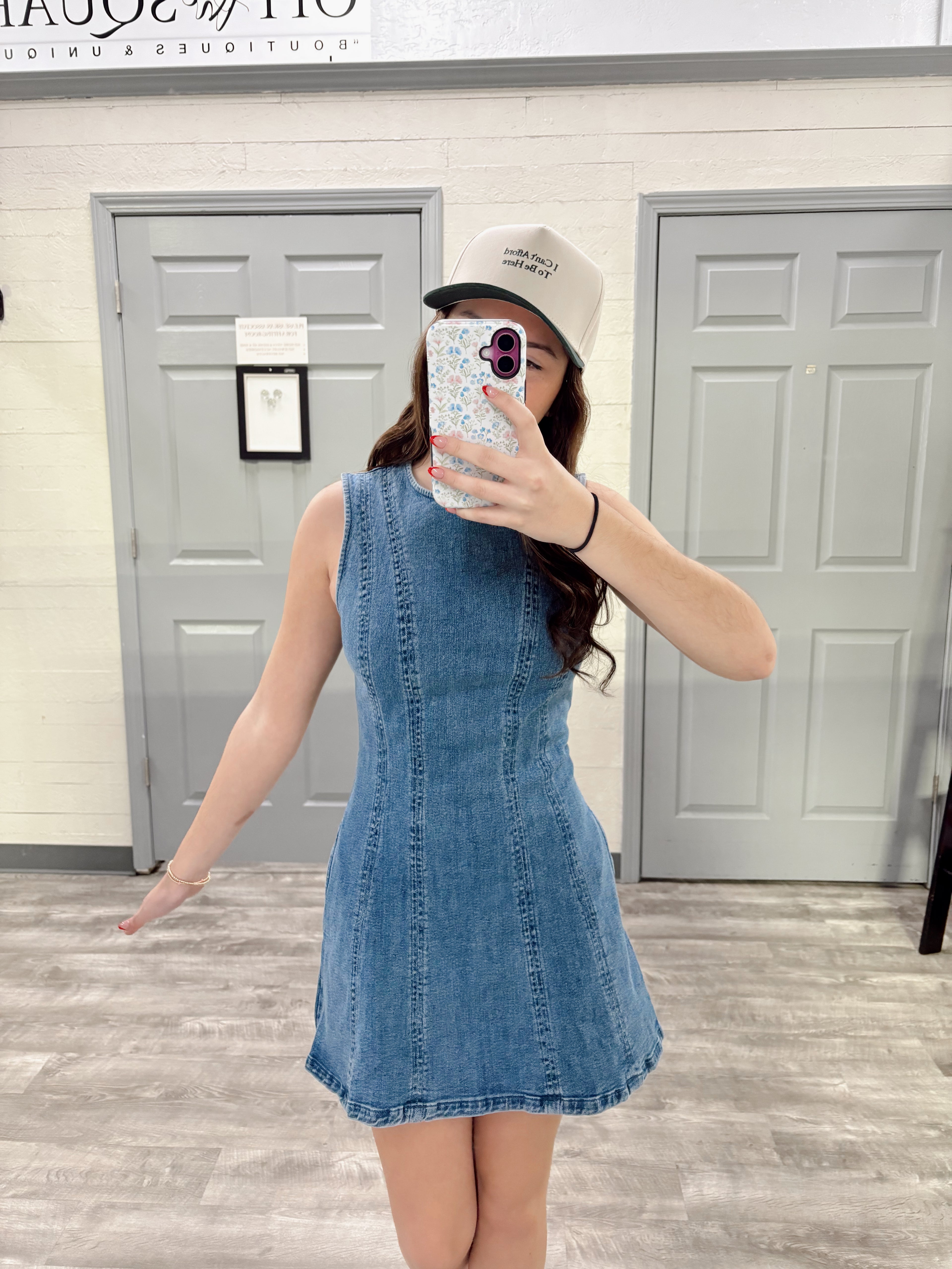 Round Neck Sleeveless Denim Dress