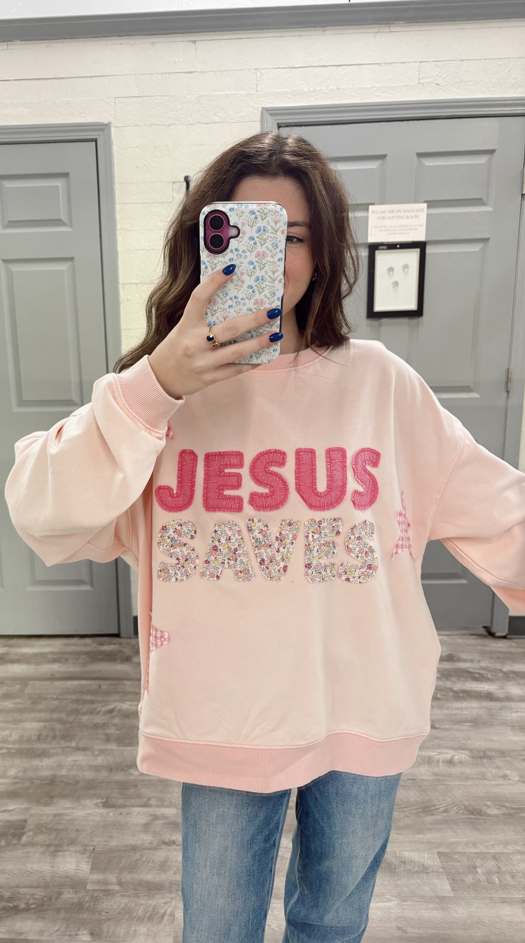 Jesus Saves Patchwork Sweatshirt