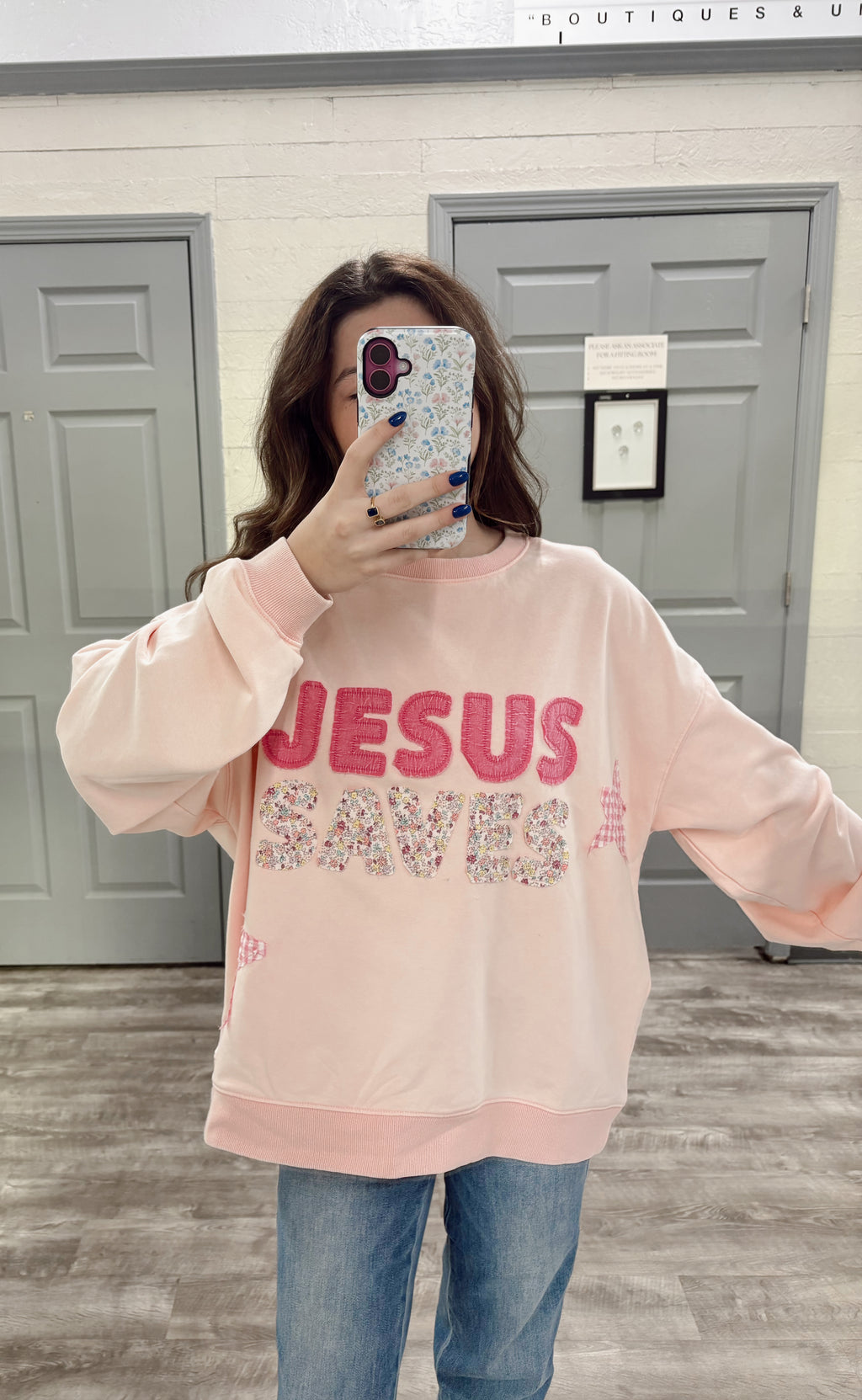Jesus Saves Patchwork Sweatshirt