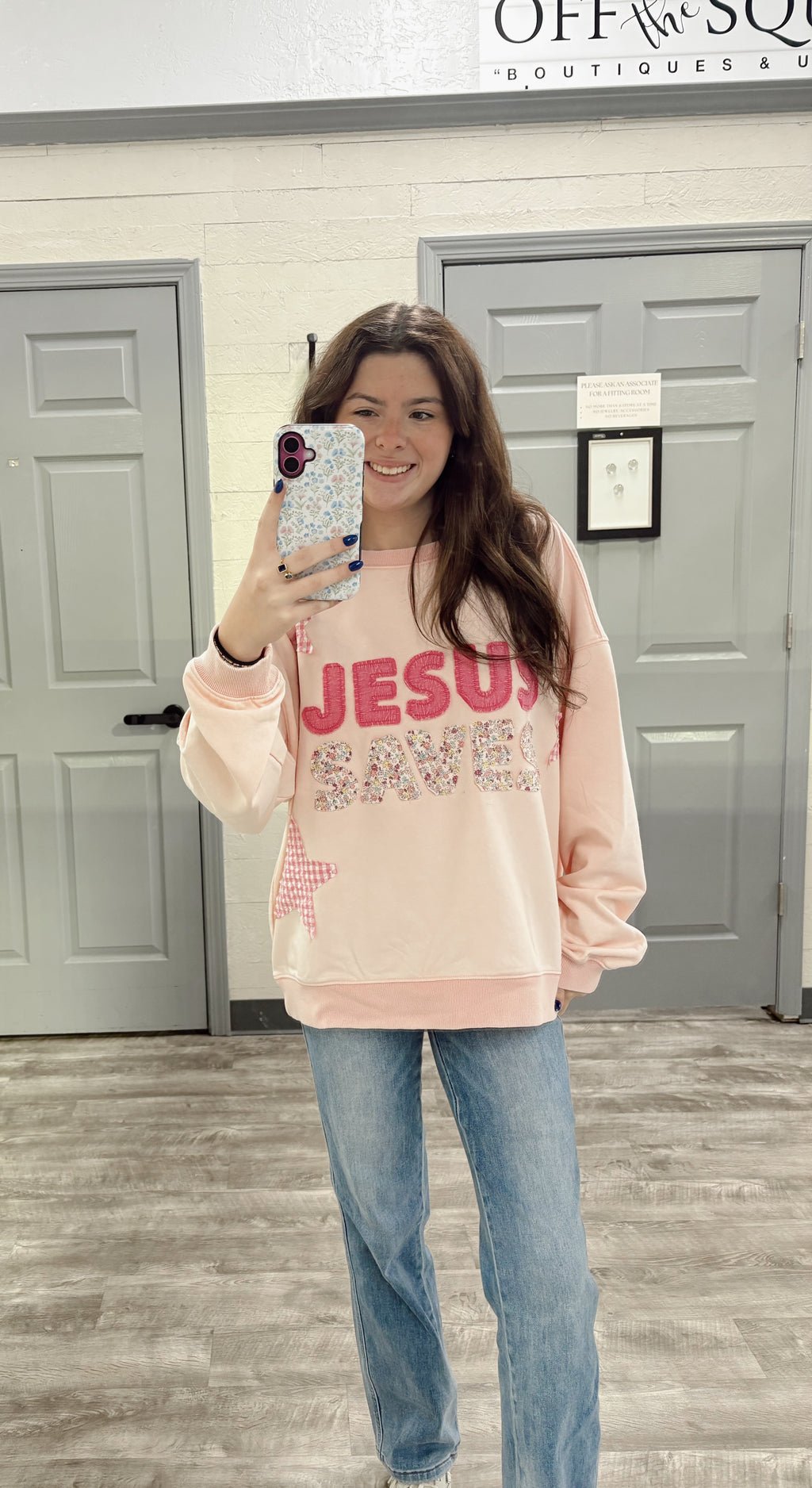 Jesus Saves Patchwork Sweatshirt