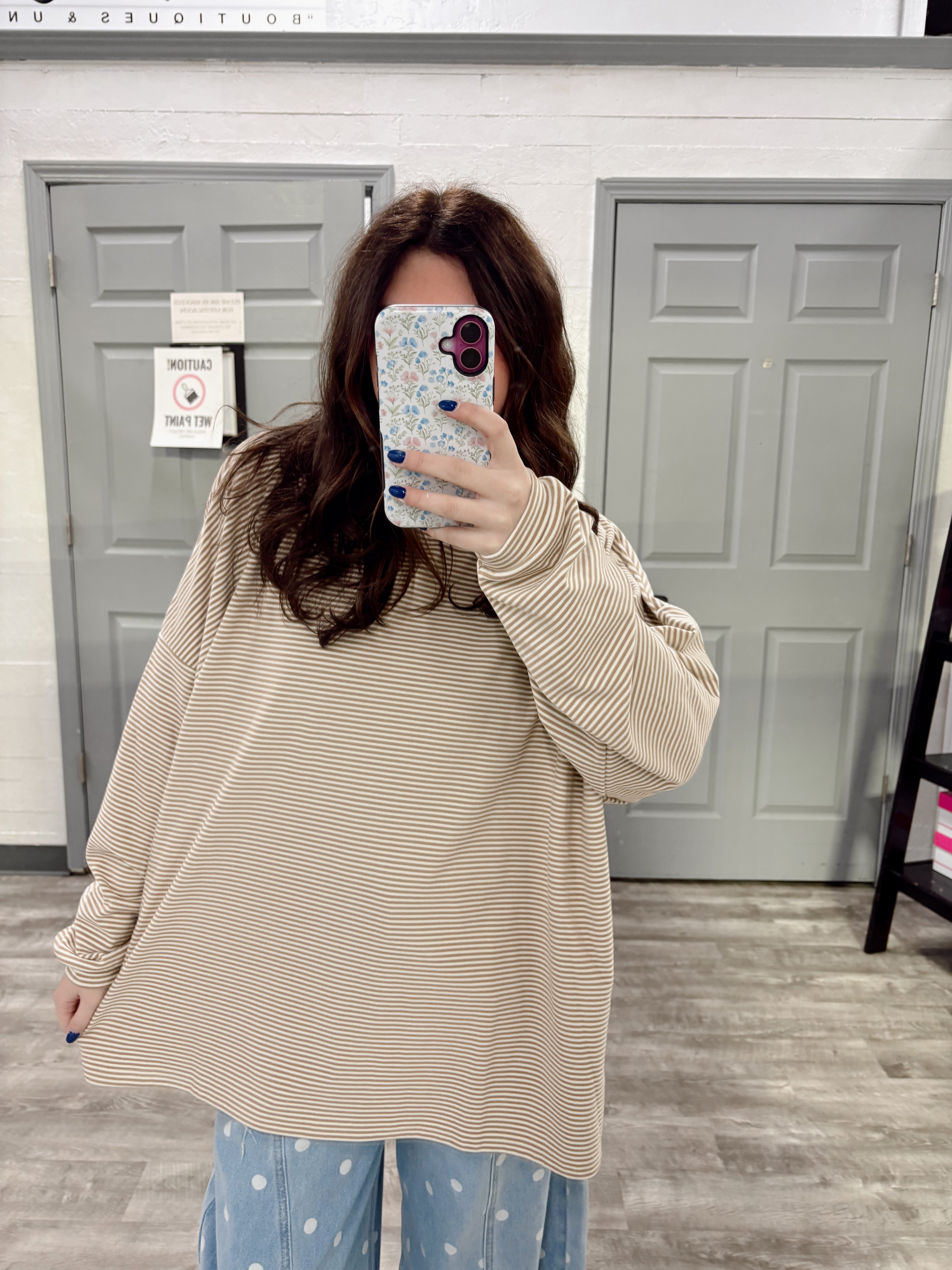 Beige Fleece Oversized Top
