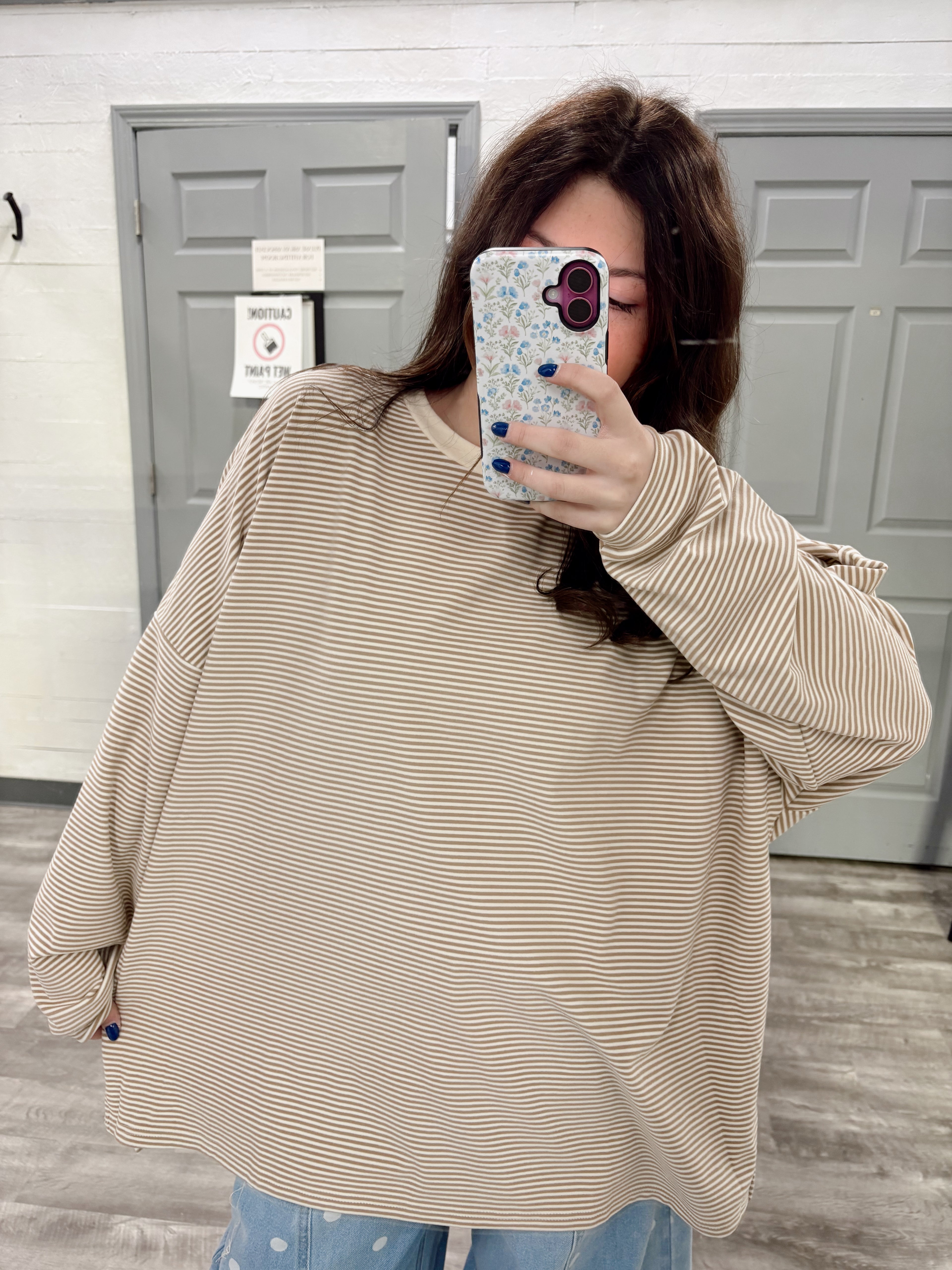 Beige Fleece Oversized Top