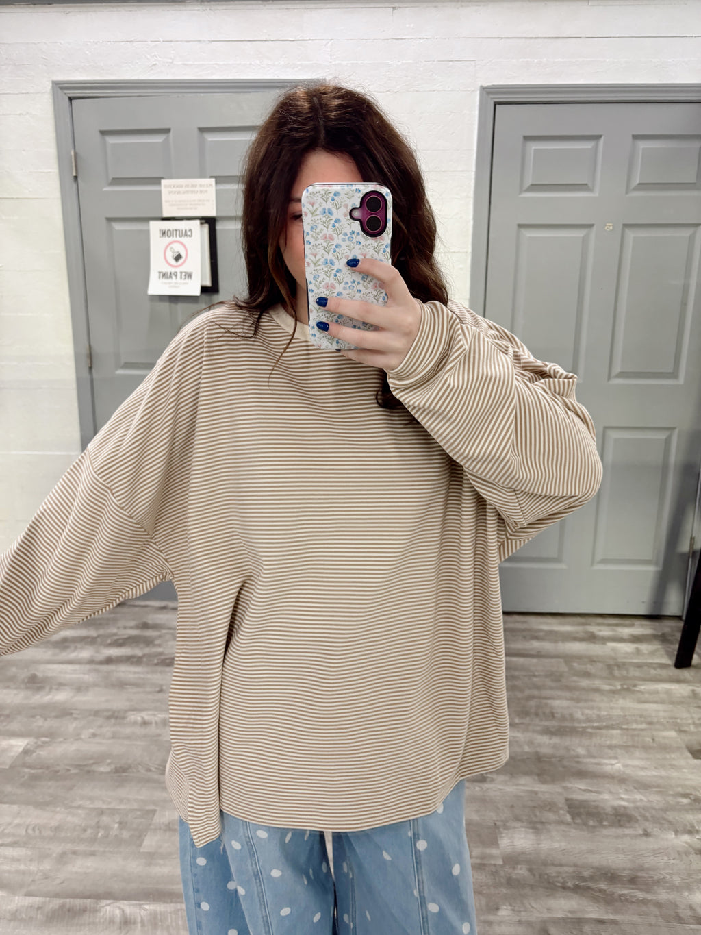 Beige Fleece Oversized Top