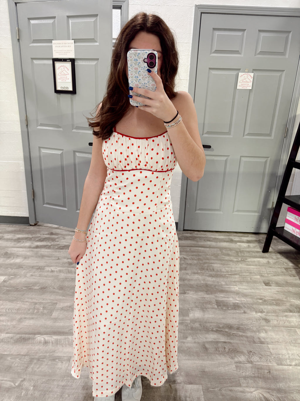 Red Polka Dot Midi Dress