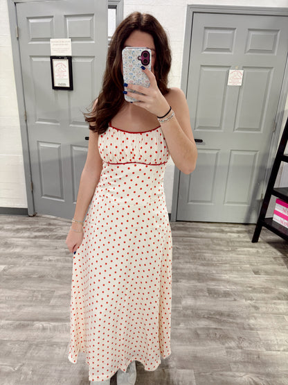 Red Polka Dot Midi Dress