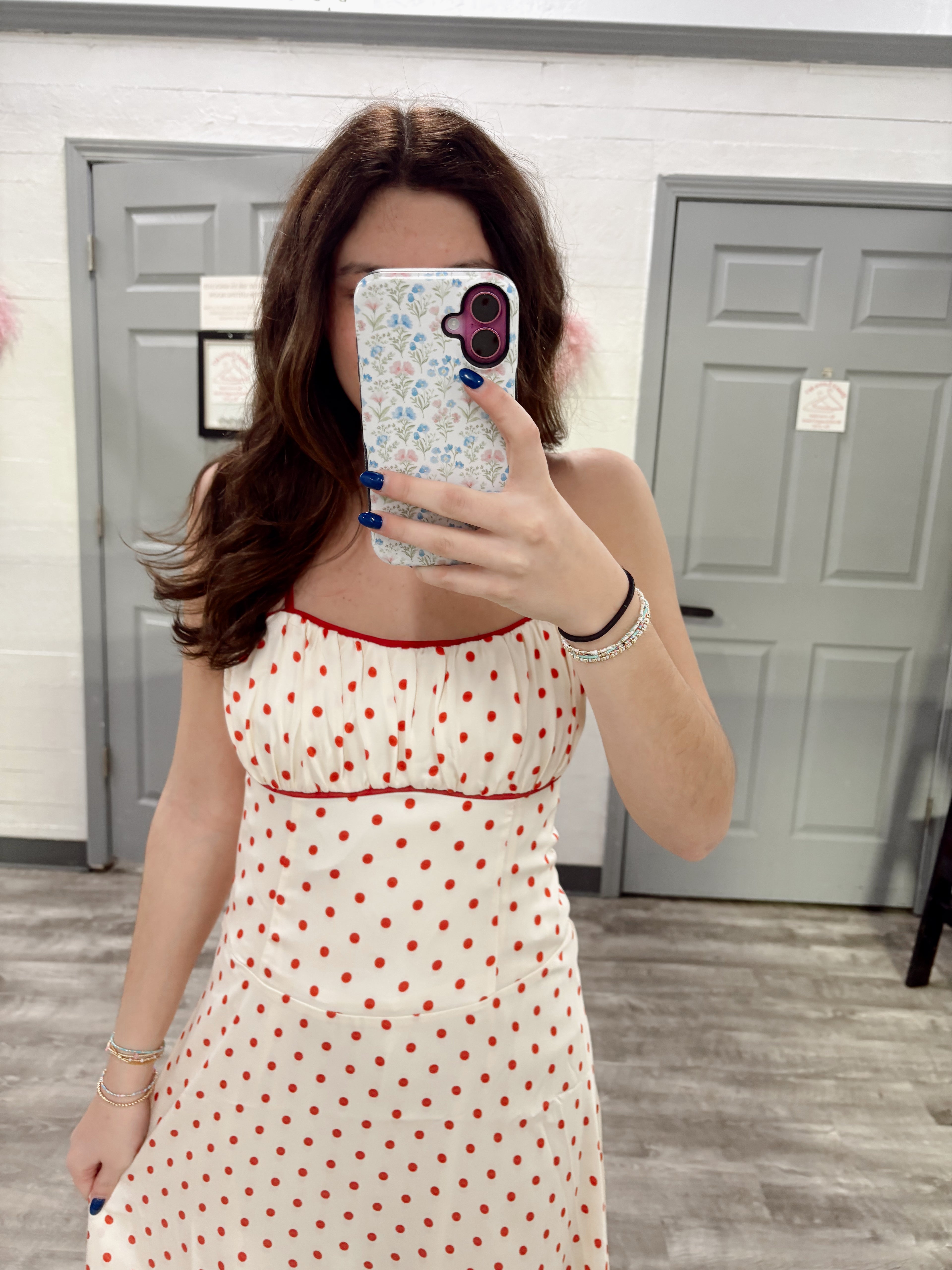 Red Polka Dot Midi Dress