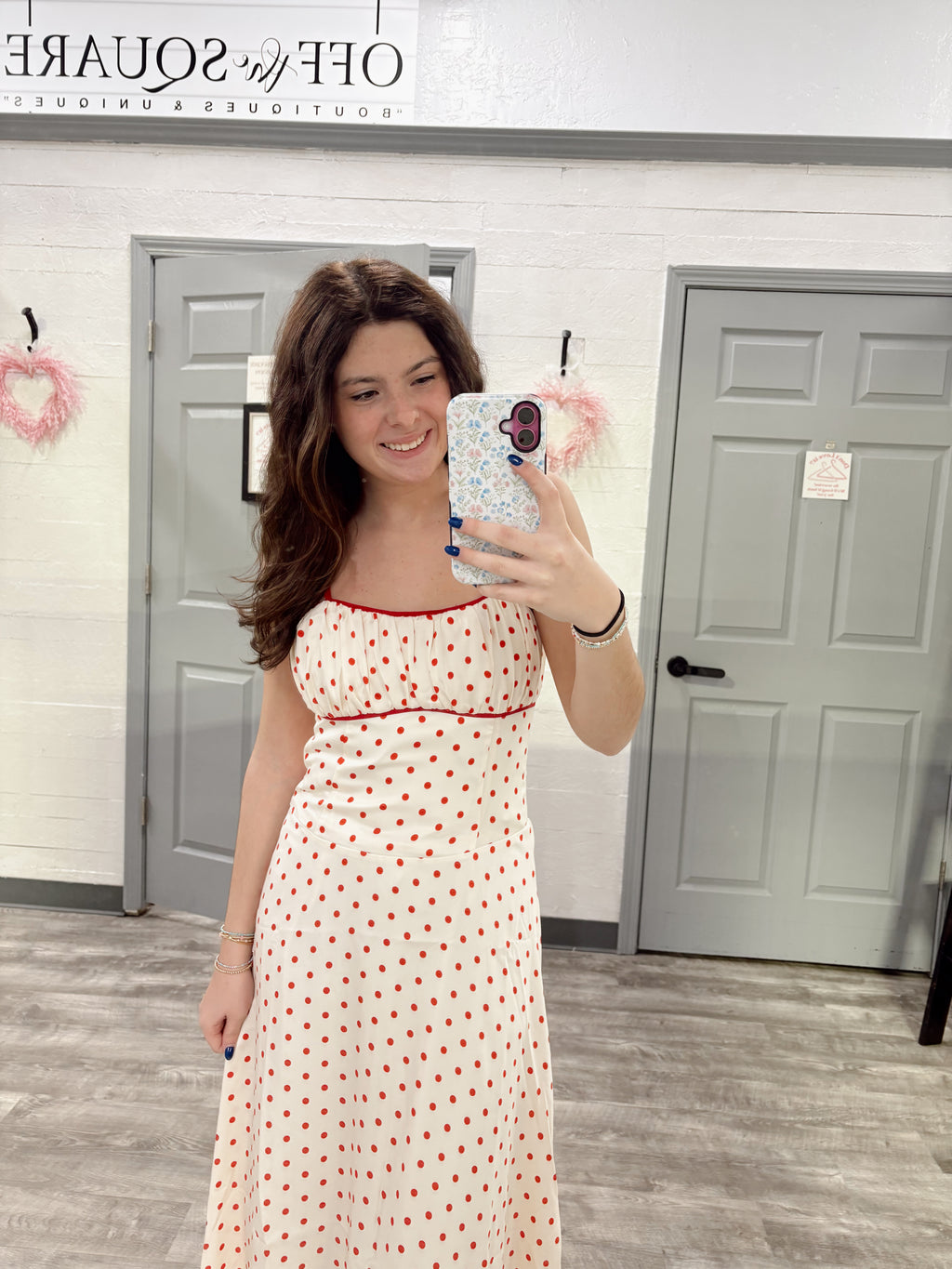 Red Polka Dot Midi Dress