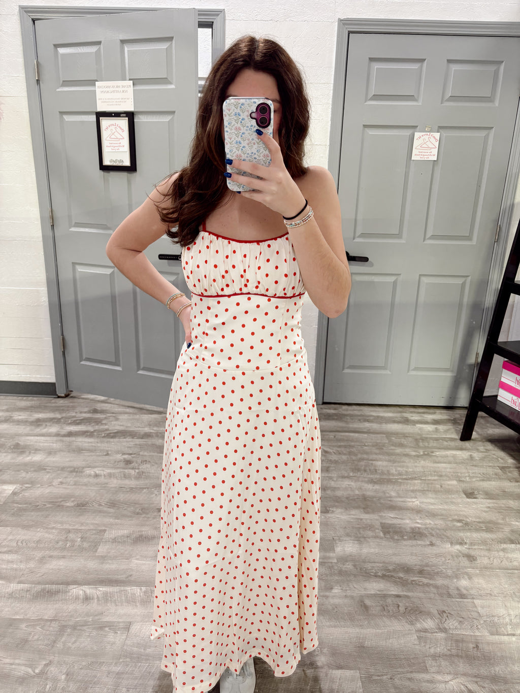 Red Polka Dot Midi Dress