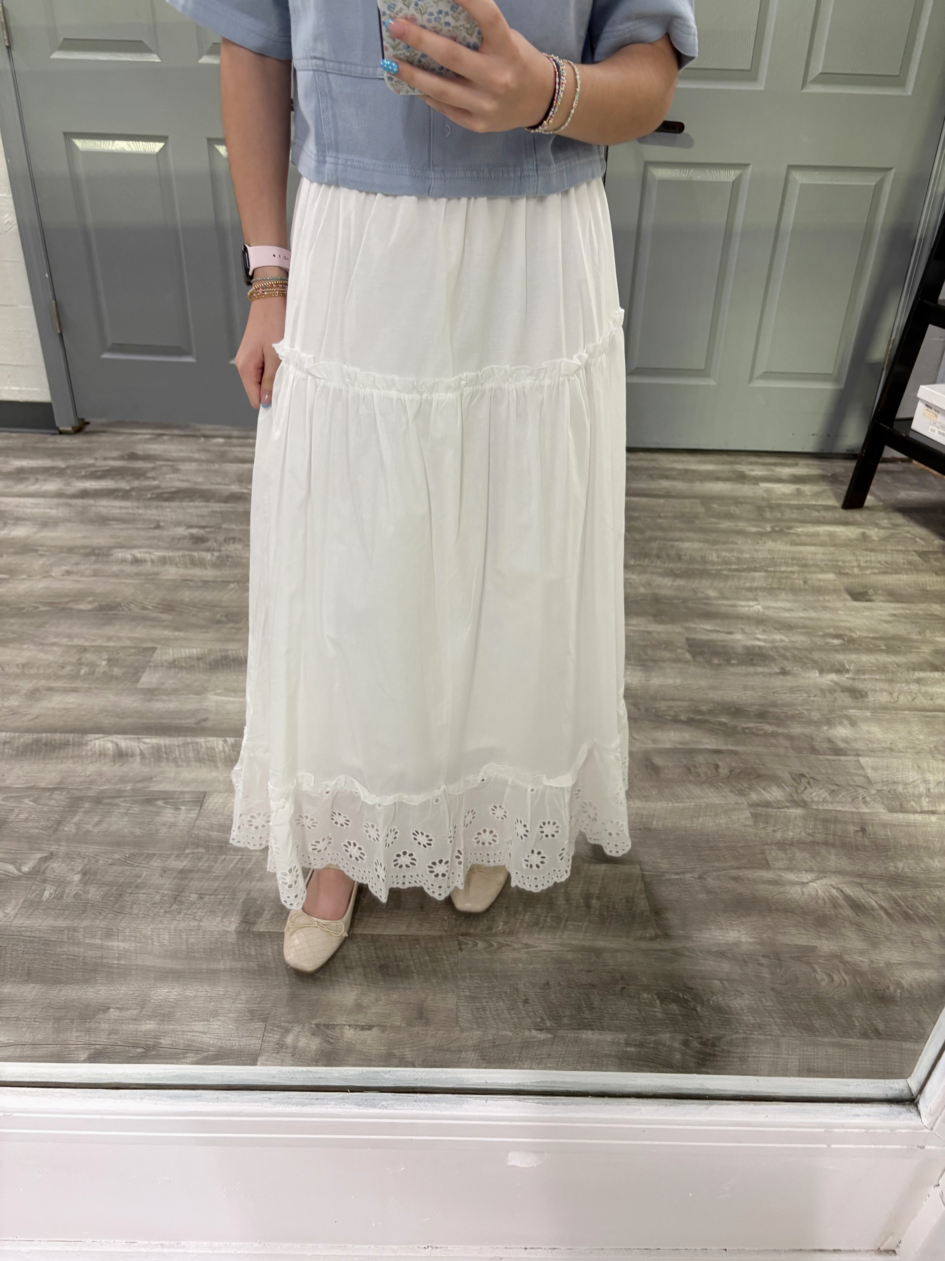 Eyelet Detail Maxi Skirt