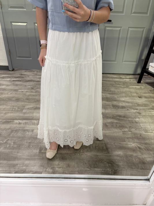 Eyelet Detail Maxi Skirt